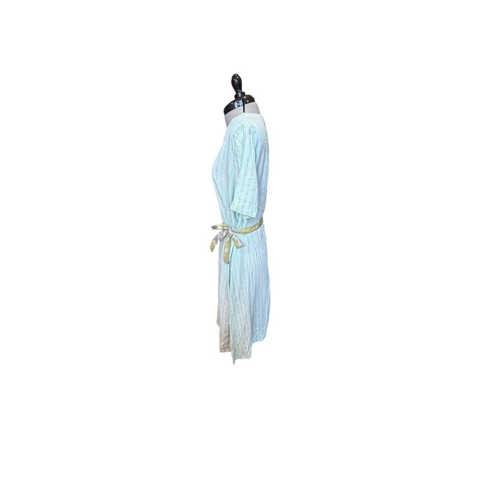 1950s Vintage Mint Green Textured Stripe Dress Restored & Ready Soft Minimalist - Picture 3 of 7